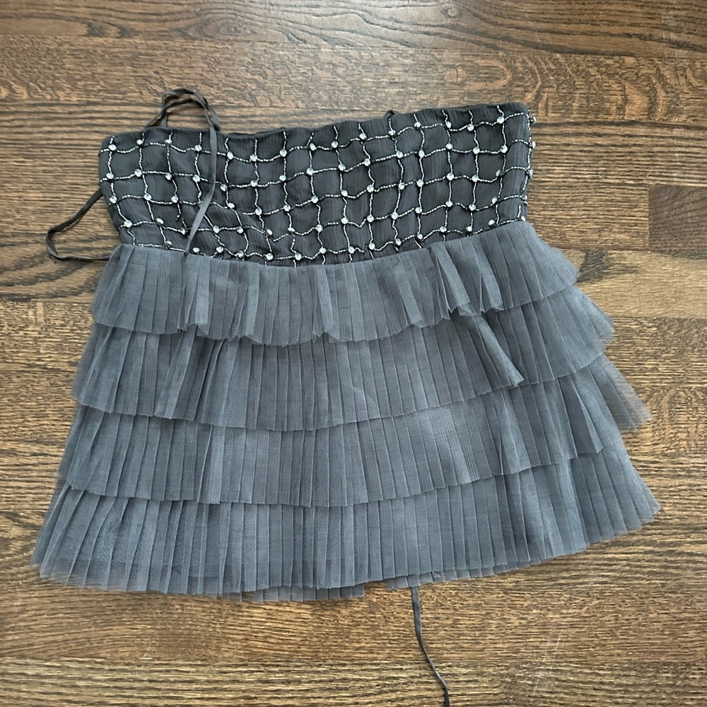 Alice + Olivia Silk Pleated Beaded Strapless Top – Size XS, Glam